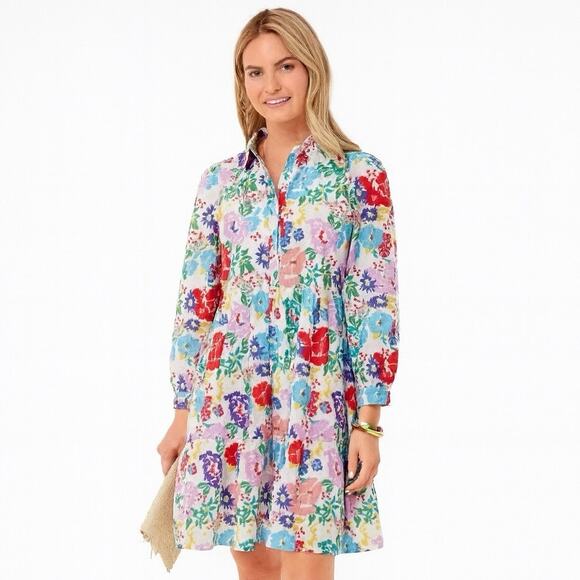 Ro's Garden Romy Dress Size XS Fantasia Floral White Blue Pink Mini - Picture 2 of 14